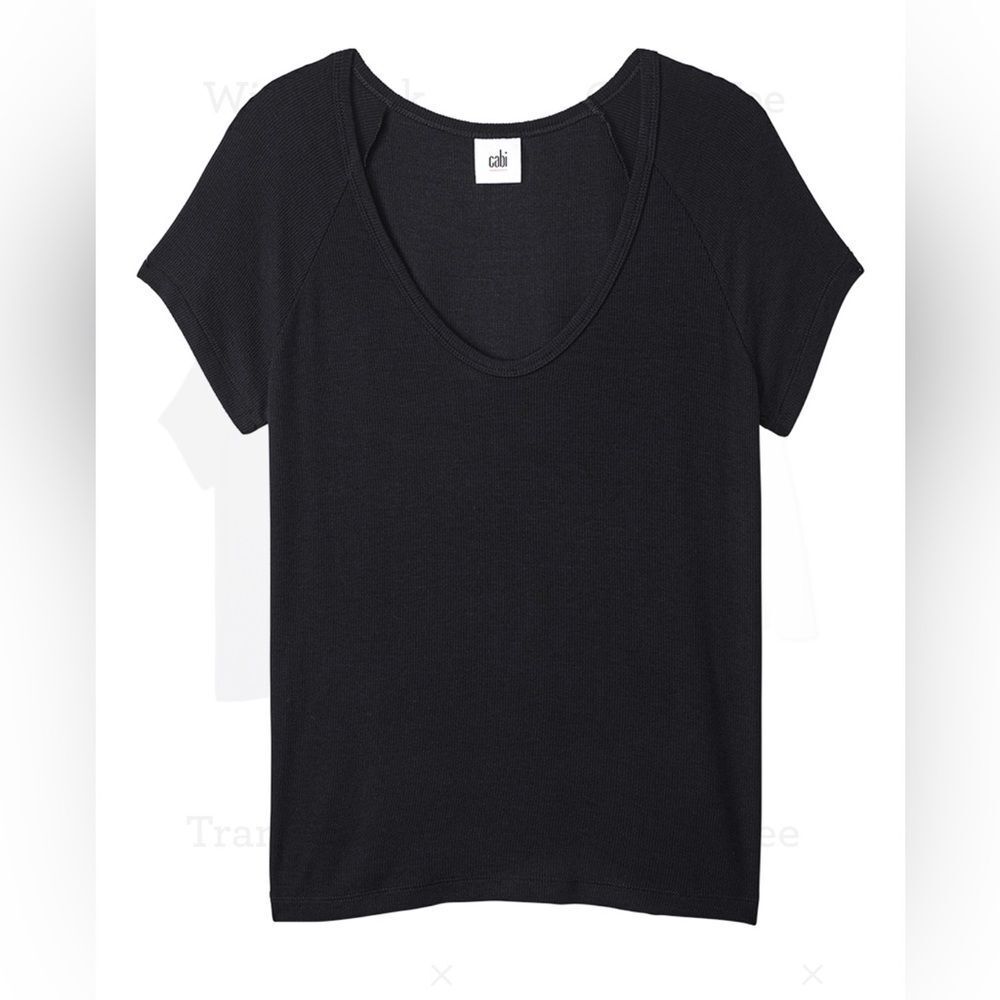 CAbi Black Short Sleeve Scoop Neck Tee